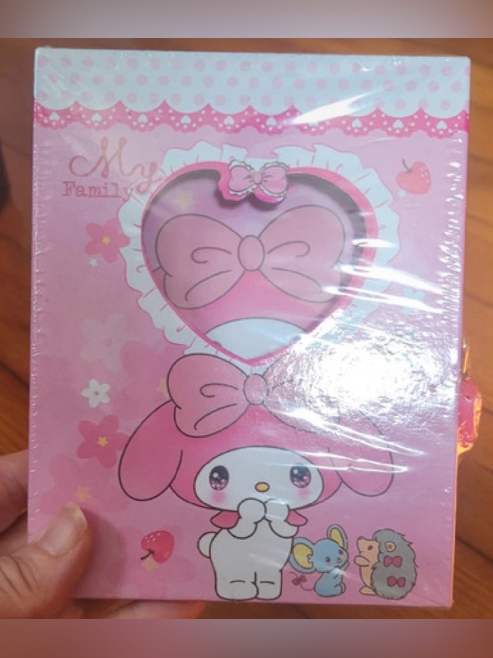 Sanrio Kuromi diary with heart-shaped mirror and decorative bow/ruffle
